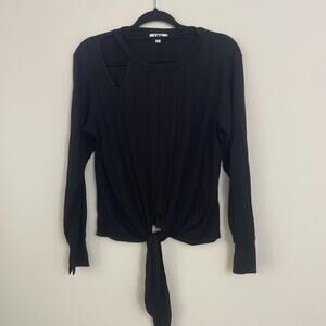 LNA  Long Sleeve Top  Black key hole neck line tie front size M